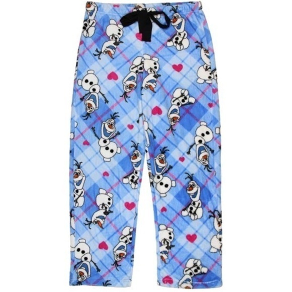 Disney Frozen Olaf Blue Fleece Drawstring Sleep Lounge Pants M (8-10)